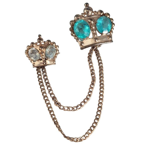 36. Signed Sterling Crown Chatelaine Style Brooch (A596)